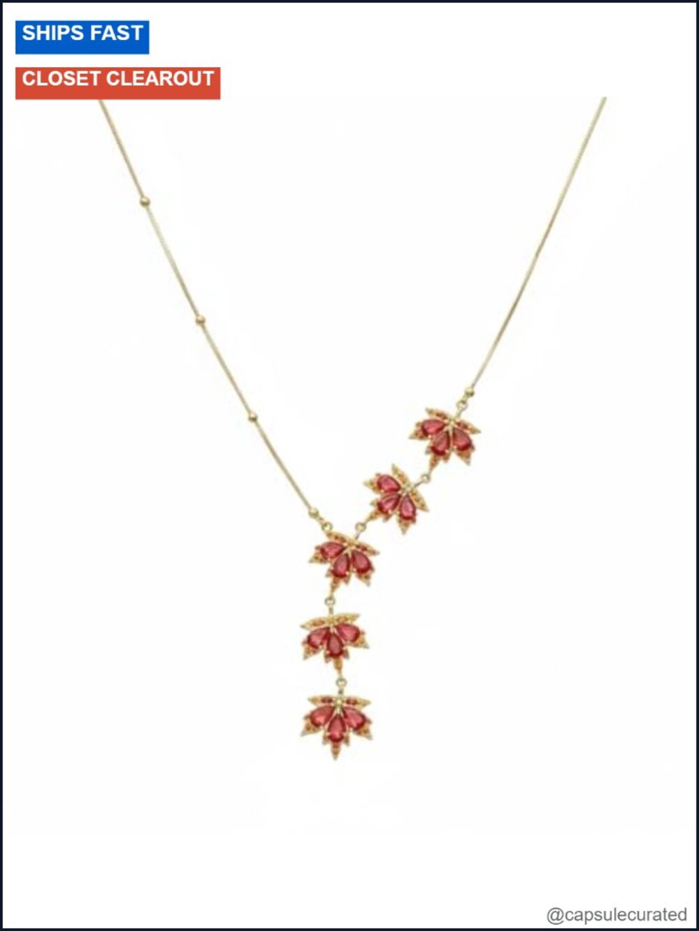 Cubic Zirconia Maple Leaf Pendant Necklace with Adjustable Chain